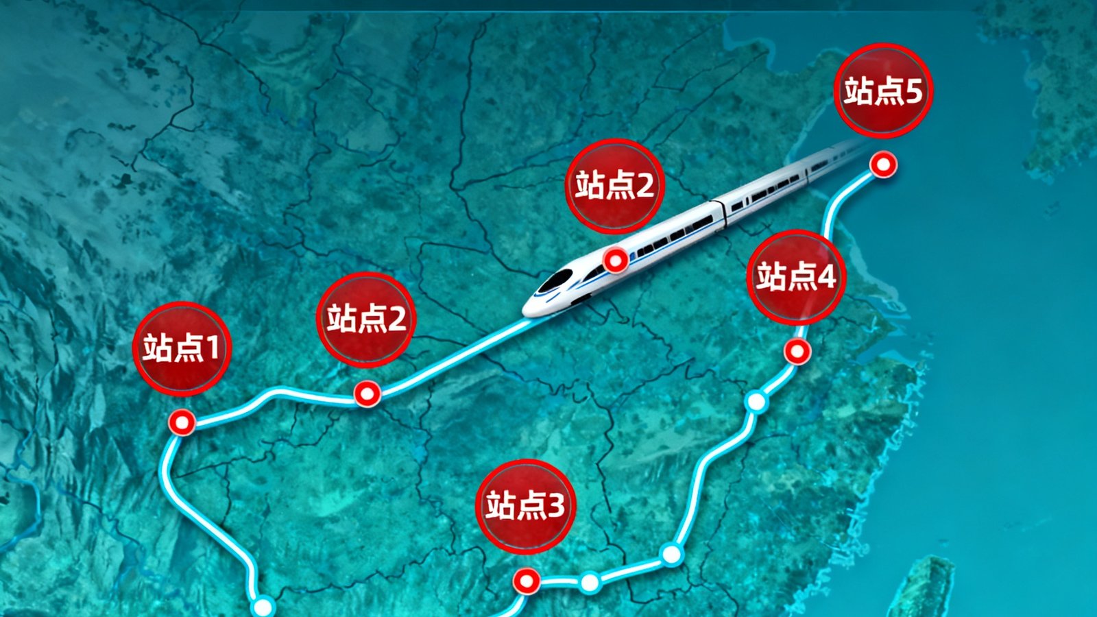 2025年跨站权益升级公告配图，展示广东高铁线路图上新增的5个站点标记